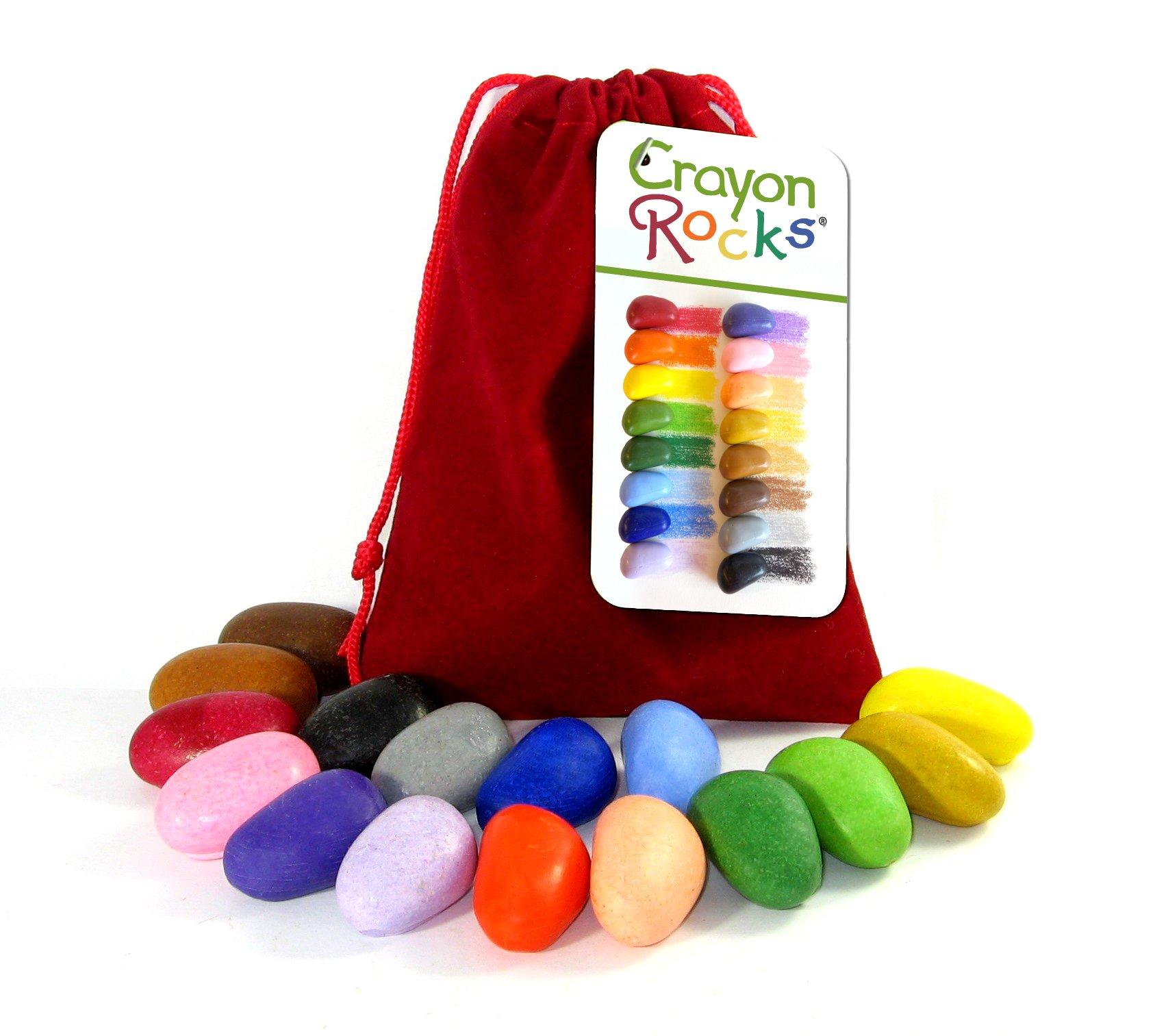  Crayon Rocks, Crayons in a Rock Shape, 8 Colors, Tripod Grip  Made For Handwriting Development in Kids and Toddlers, Fun & Educational,  Creative Activity, Comes in a Blue Velvet Bag : Toys & Games